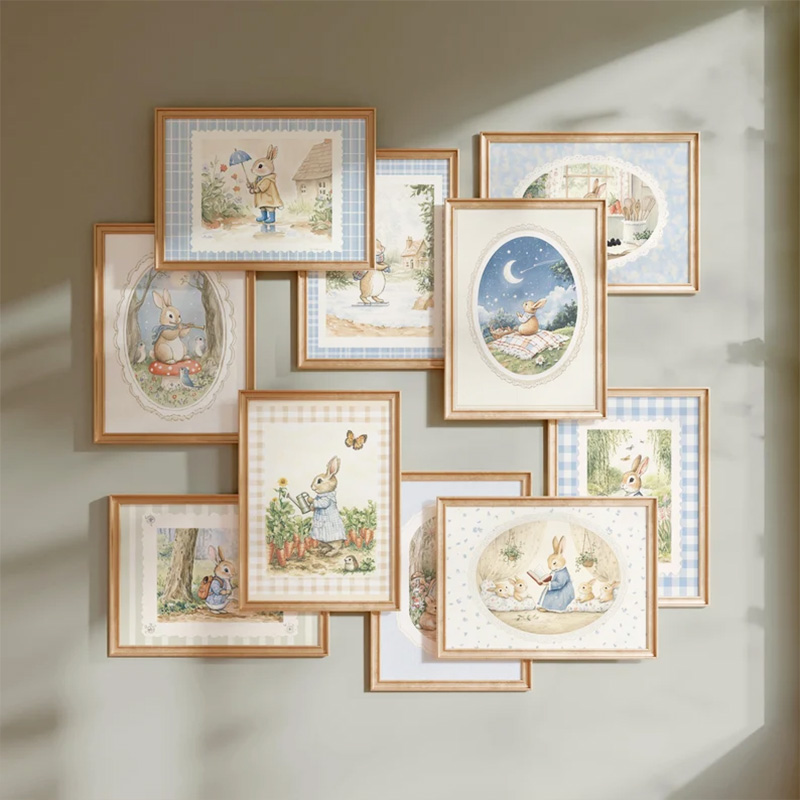 Baby Nursery Vintage Decor - Vintage Boho Blue Plaid Rabbit inspiriertes