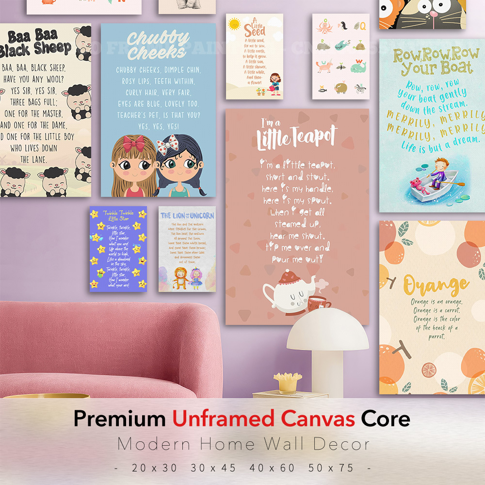 Baby Nursery Rhymes - Klassische Kinderreime Leinwand-Poster Kinderzimmer Wandkunst Baa