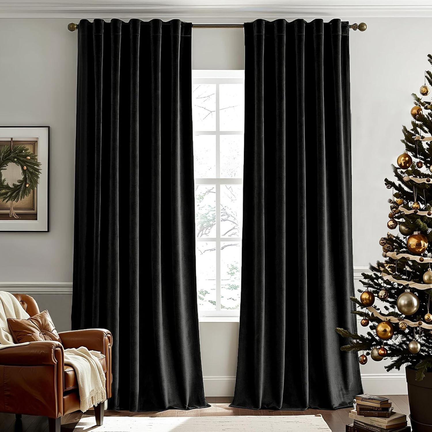 Blackout Curtain Nursery - Schwarze Samtvorhänge, 96 Zoll Länge, 1