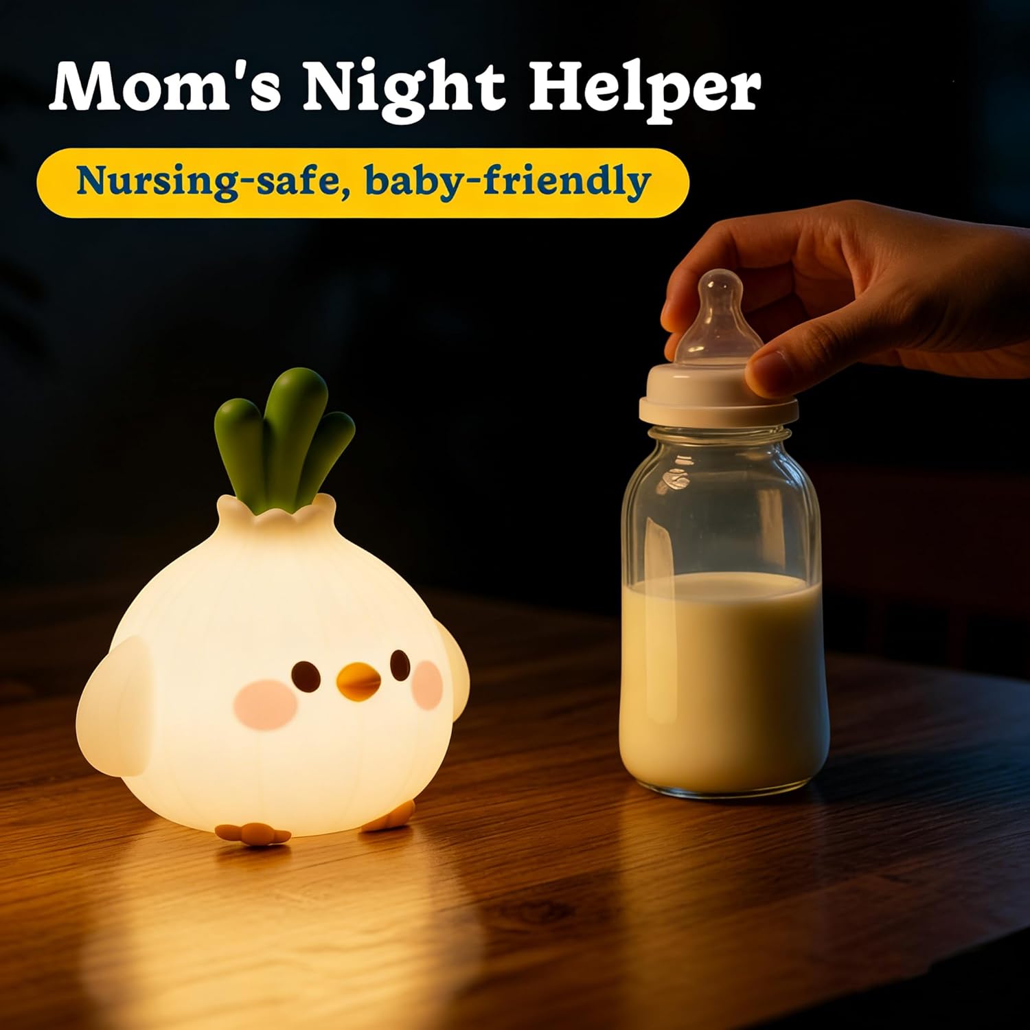 Baby Nursery Colors - Knoblauch-Vogel LED-Nachtlicht Niedliche Silikon-Quetsch-Tierlampe 7 Farben