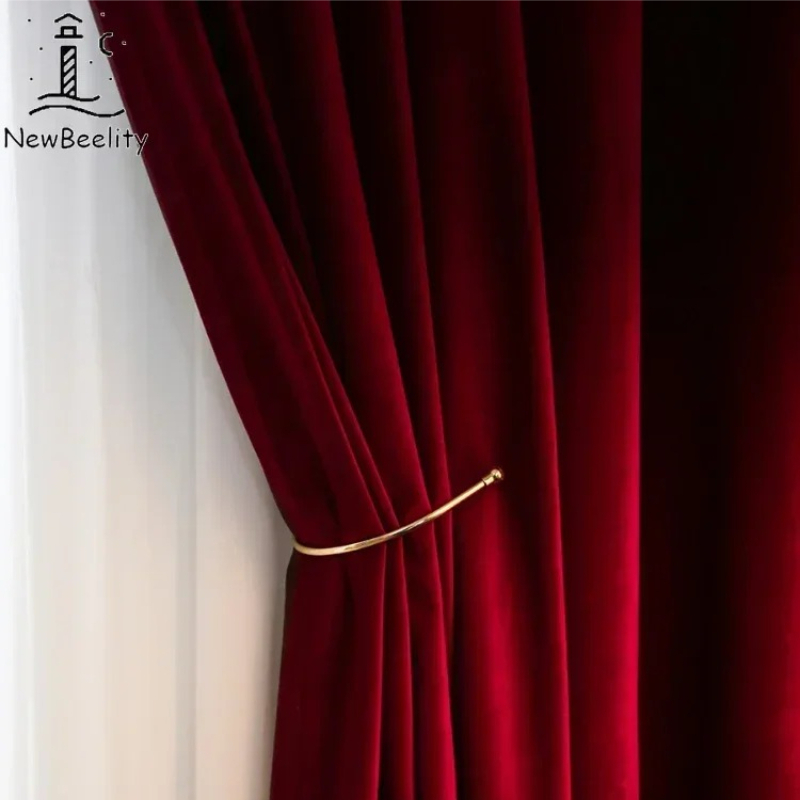 Blackout Curtain Nursery - Nordic Moderne Burgund Rot Luxus Samt