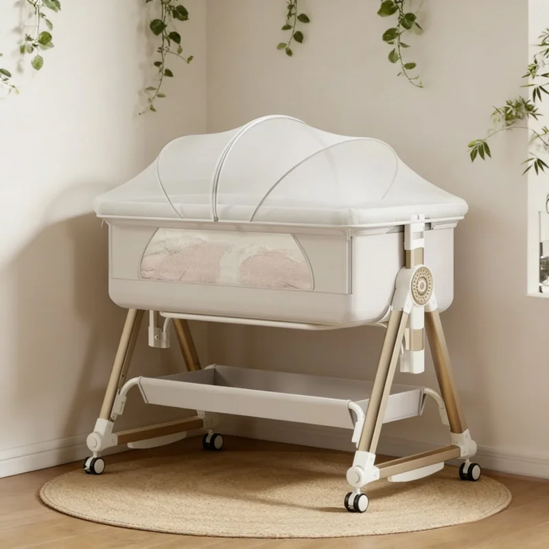 Baby Nursery Trolley - 8-in-1 Konvertierbares Smart-Babybett mit Reise-Design, Abnehmbarem