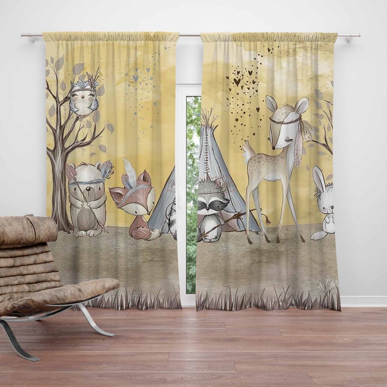 Baby Nursery Curtains - Boho Tiere Kinderzimmer Vorhang Wald Kinder