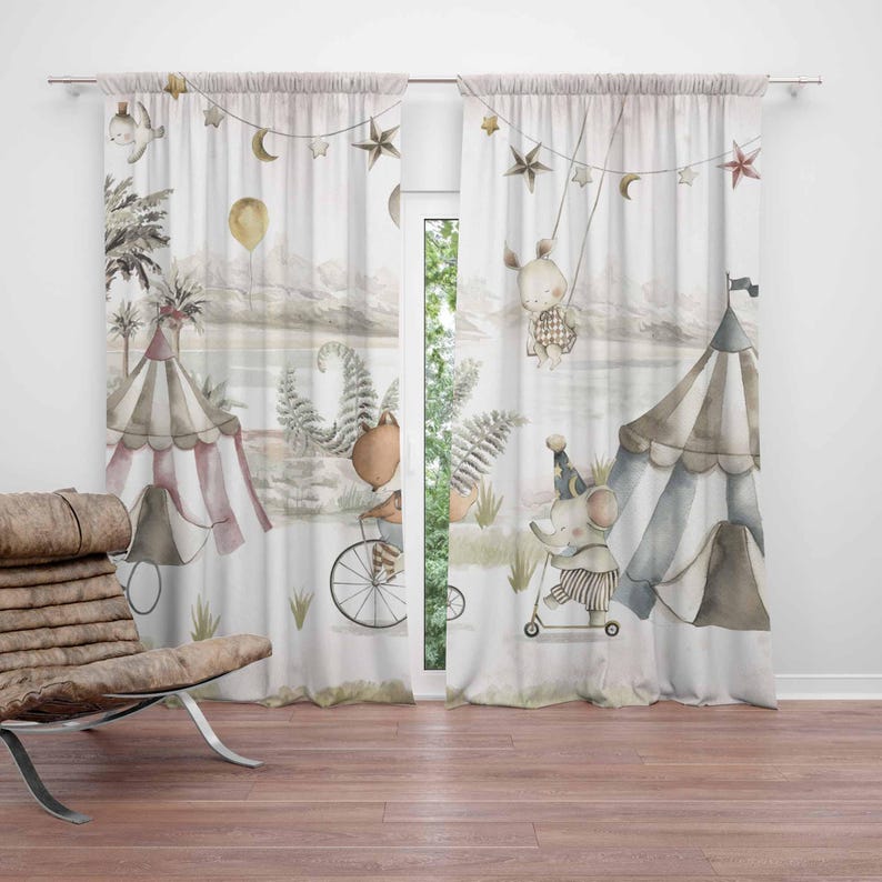 Baby Nursery Curtains - Zirkus Tiere Vorhänge Kinder Schlafzimmer Vorhänge