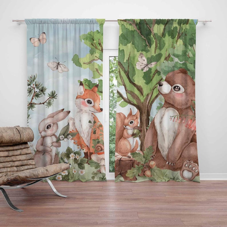 Baby Nursery Curtains - Waldtiere Vorhänge Kinder Schlafzimmer Vorhänge Spielzimmer