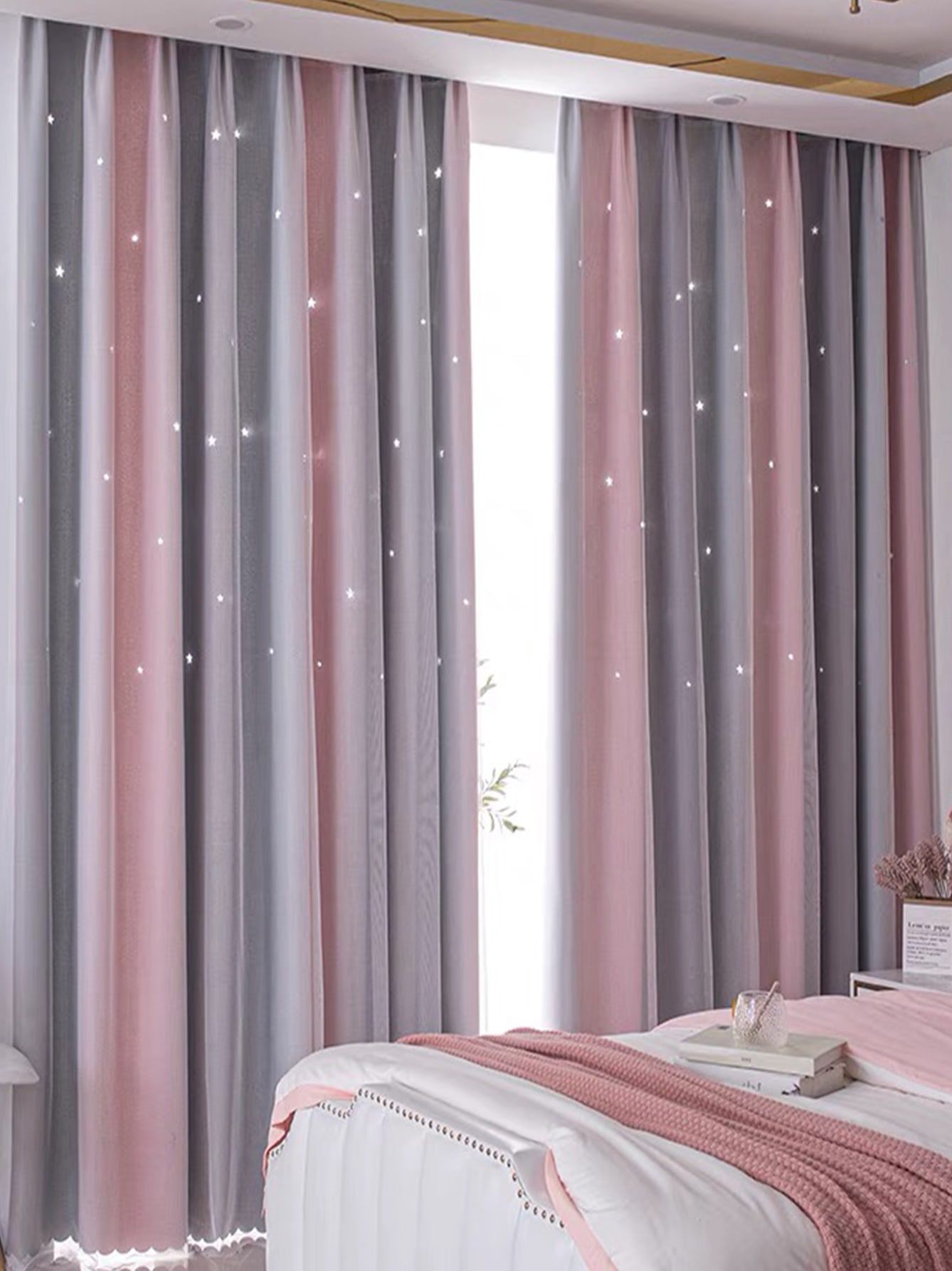 Blackout Curtain Nursery - Verdunkelnde Kindervorhänge für Schlafzimmer, wärmeisolierte silberne