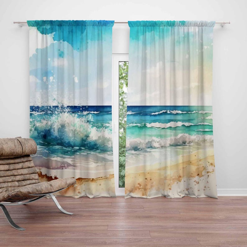 Baby Nursery Curtains - Meer Welle Vorhänge Ozean Natur Schlafzimmer