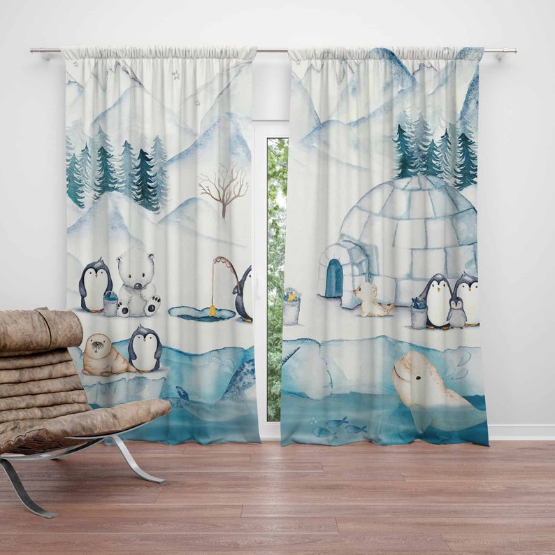 Baby Nursery Curtains - Arktische Tiere Kinderzimmer Vorhang Kinder Schlafzimmer