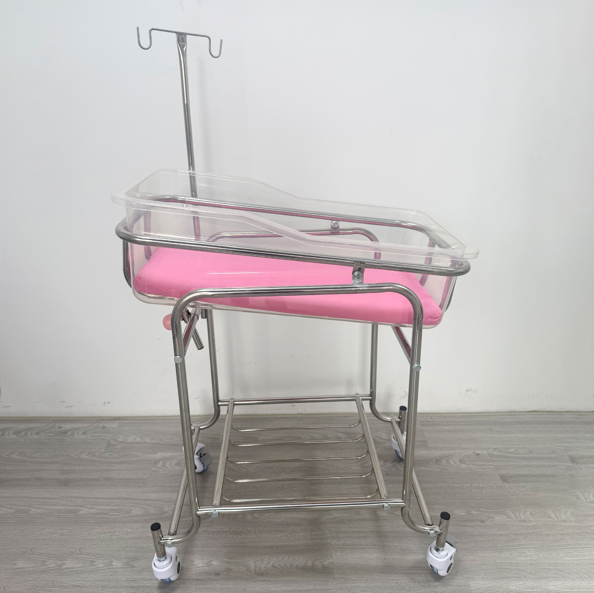 Baby Nursery Trolley - Edelstahl-Babybett-Trolley mit Verstellbarer Neigung Anti-Spuck-Funktion Neugeborenen-Krankenhaus-Pflegewagen
