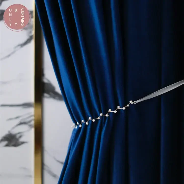 Blackout Curtain Nursery - Blauer Samt, verdickte Schattierungsvorhänge für Wohnzimmer,