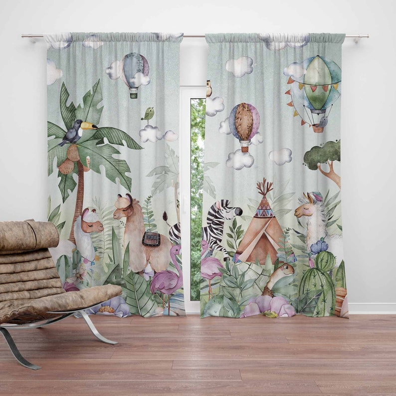 Baby Nursery Curtains - Safari Tiere Party Kinderzimmer Vorhang Kinder