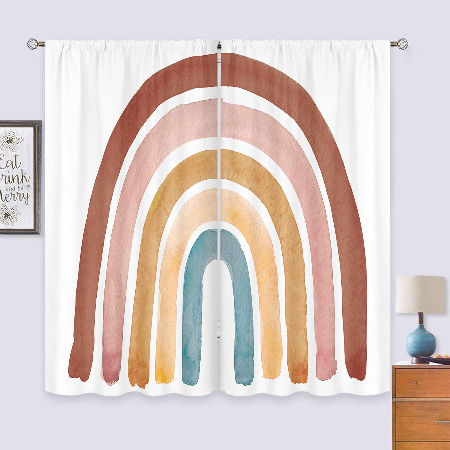 Baby Nursery Curtains - Kinder Boho Regenbogen Vorhänge für Baby