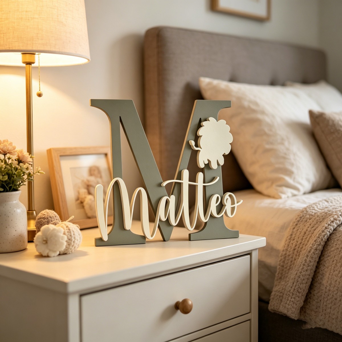 Baby Nursery In - 1 Stück personalisierte Namens- und Initialen-Tafel