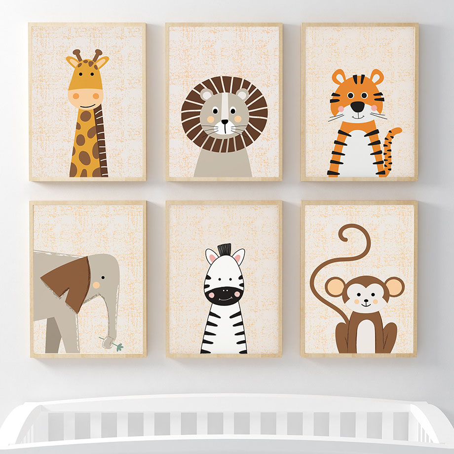 Baby Nursery Jungle - Löwe Giraffe Elefant Zebra Affe Kinderzimmer
