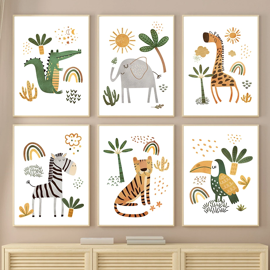 Baby Nursery Jungle - Giraffe Elefant Tiger Zebra Tukan Dschungel