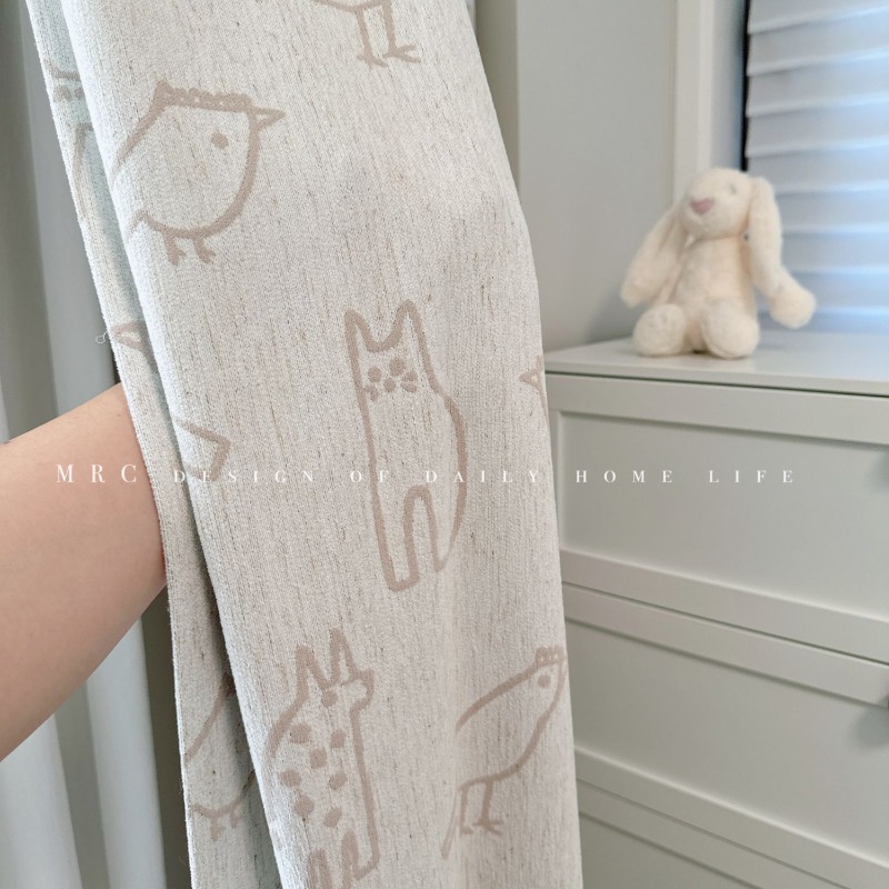 Blackout Curtain Nursery - Baumwolle und Leinen Cartoon Vorhänge Tierwelt