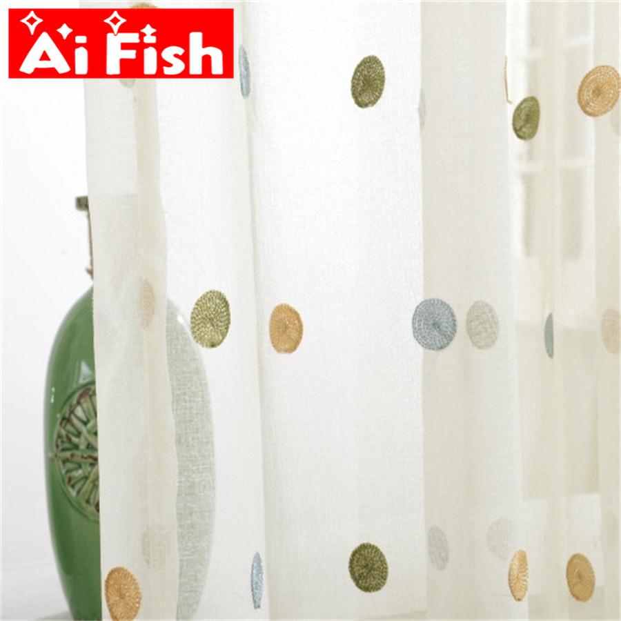 Blackout Curtain Nursery - Bunte Kreis Stickerei Gardinen für Wohnzimmer