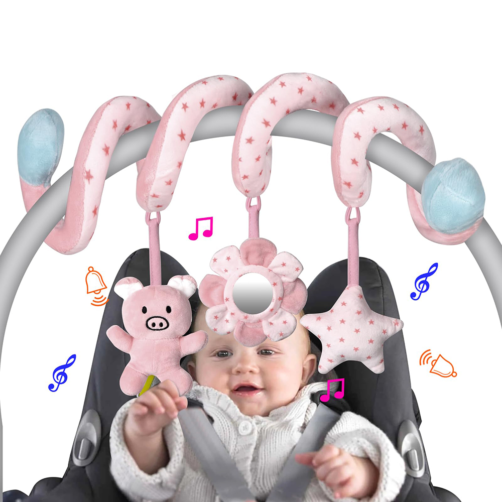 Baby Nursery Trolley - Autositz für Kleinkinder, Spiralaktivität, Hängespielzeug, Kinderwagen,