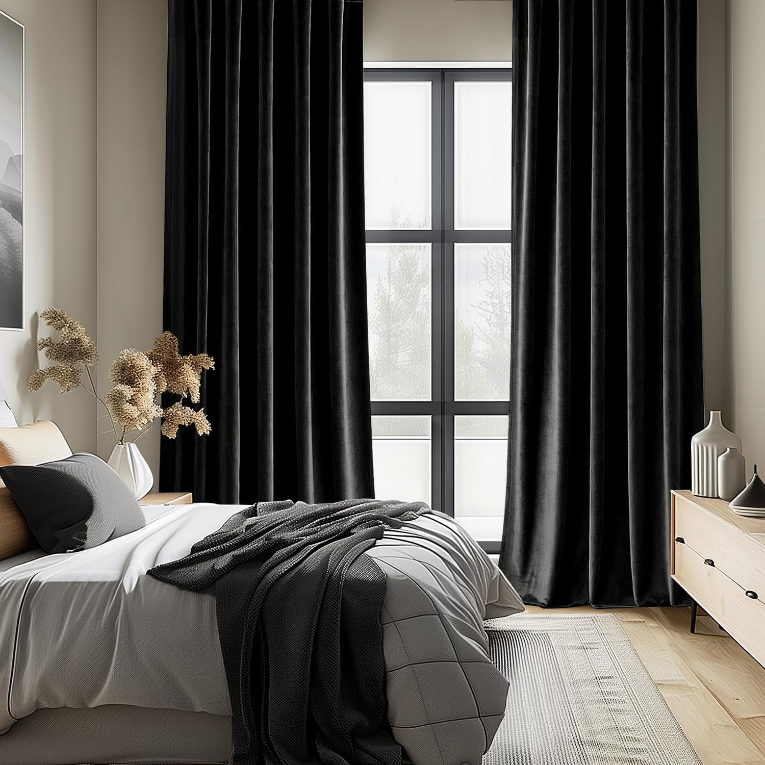 Schwarze Samtvorhänge, 96 Zoll – Blackout Curtain Nursery Bewertung und Preis