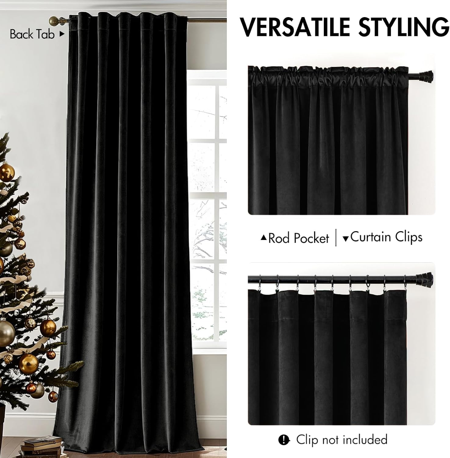 Schwarze Samtvorhänge, 96 Zoll – Blackout Curtain Nursery Bewertung und Preis