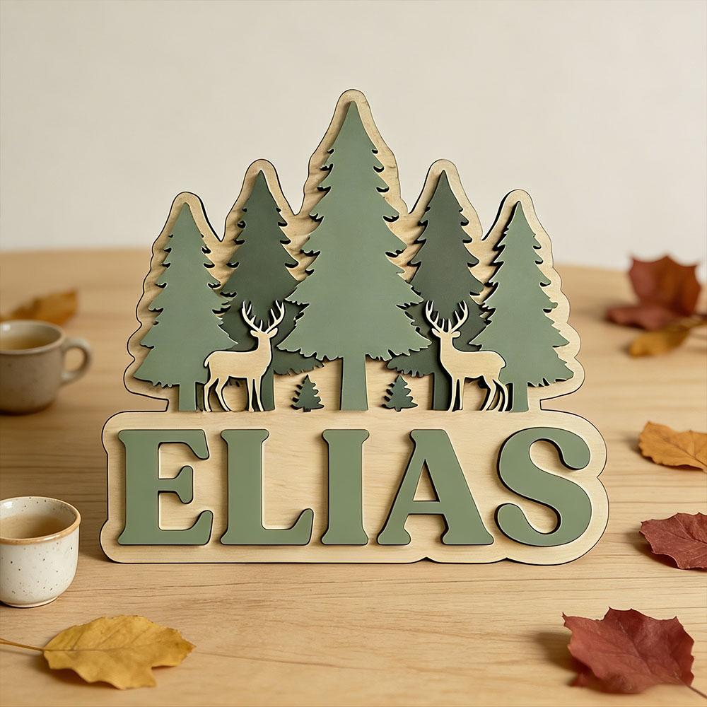 Personalisiertes Wald-Elch-Kie – Baby Nursery Mountain Theme Bewertung und Preis