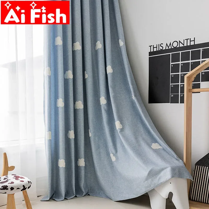 Gestickter wolkenblauer Vorhan – Blackout Curtain Nursery Bewertung und Preis