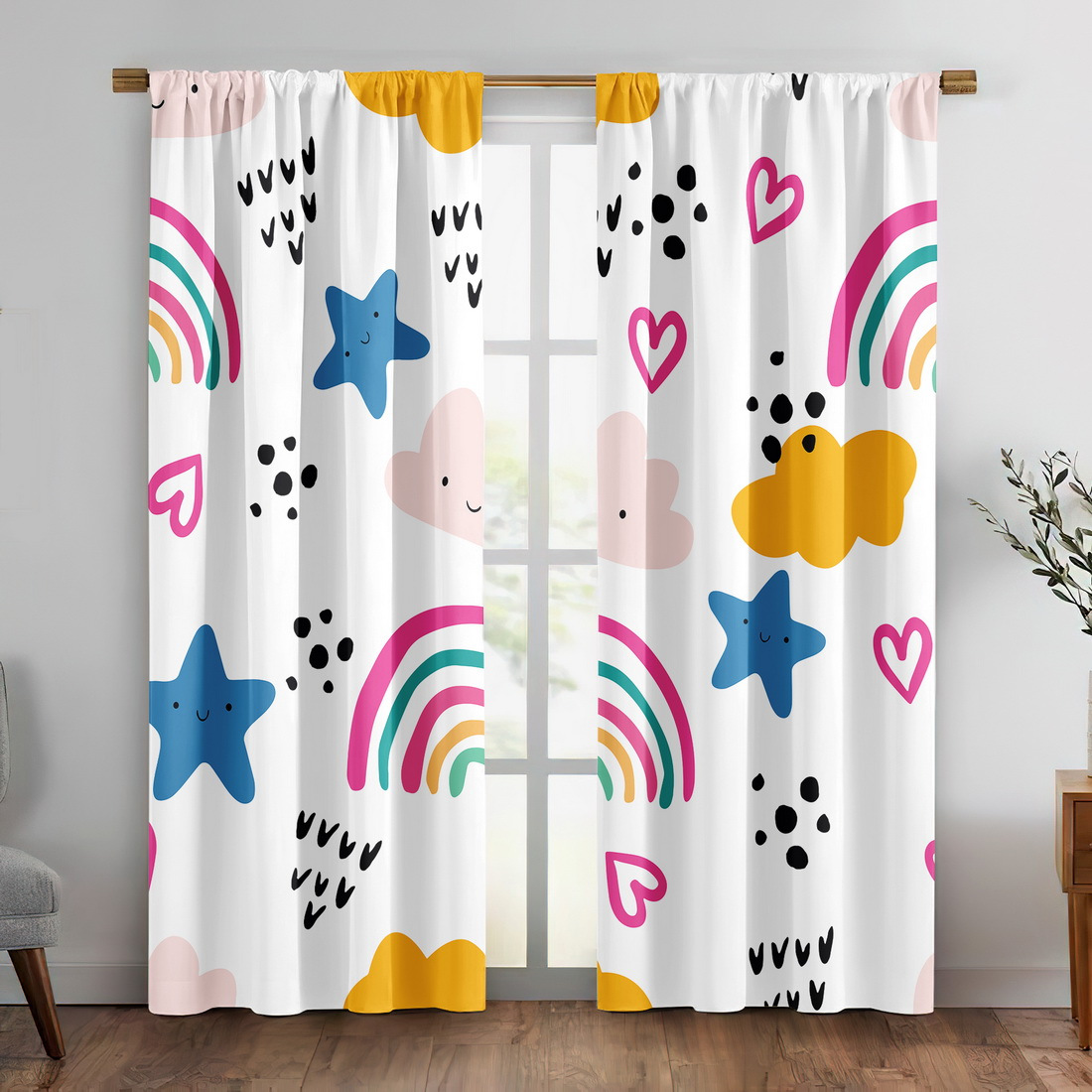 Niedlicher Regenbogen-Sterne-H – Baby Nursery Curtains Bewertung und Preis
