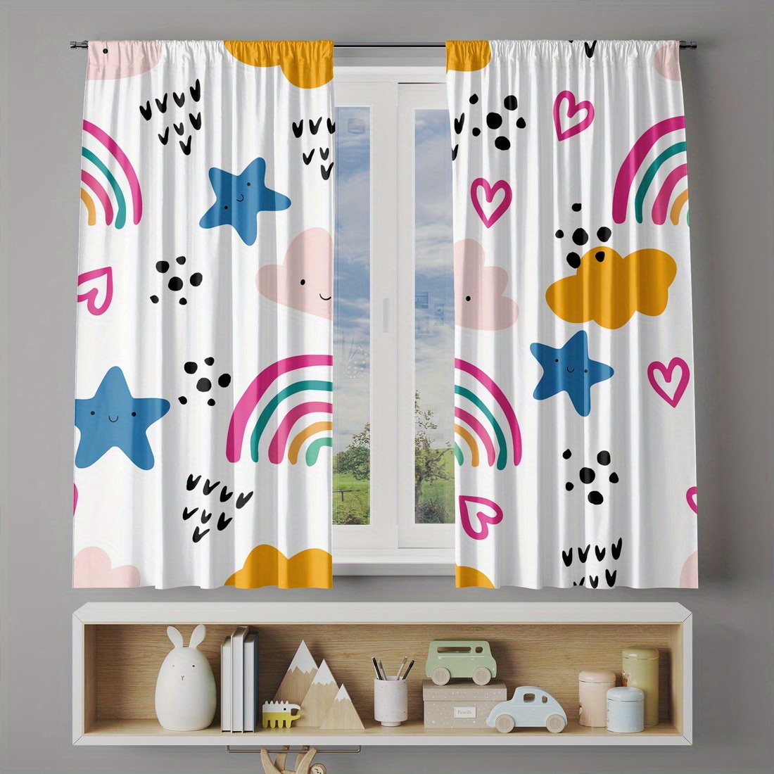Niedlicher Regenbogen-Sterne-H – Baby Nursery Curtains Bewertung und Preis