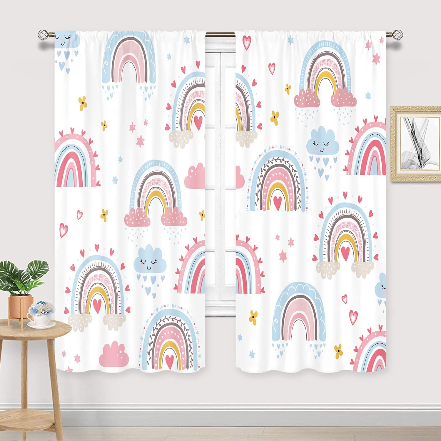 Baby Mädchen Rosa Boho Regenbo – Baby Nursery Curtains Bewertung und Preis