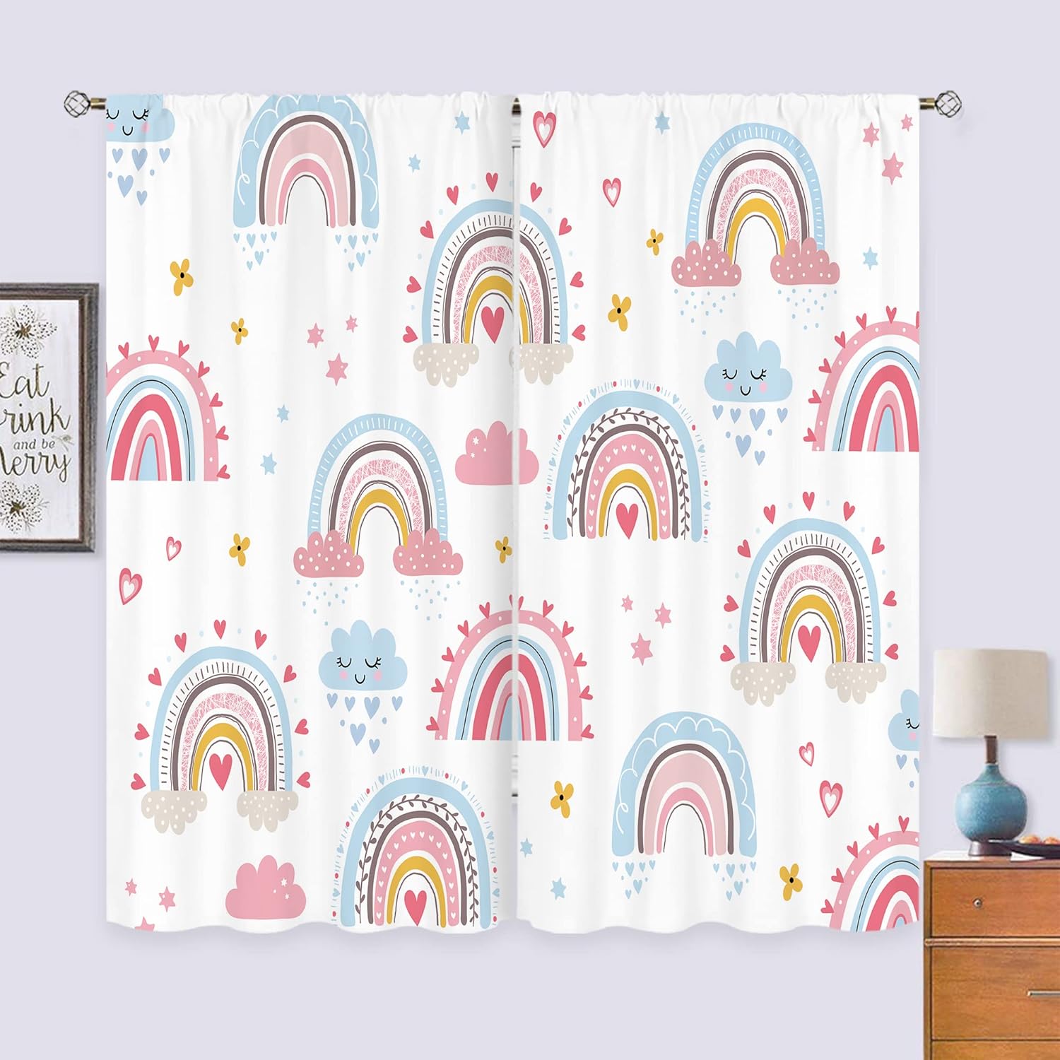 Baby Mädchen Rosa Boho Regenbo – Baby Nursery Curtains Bewertung und Preis